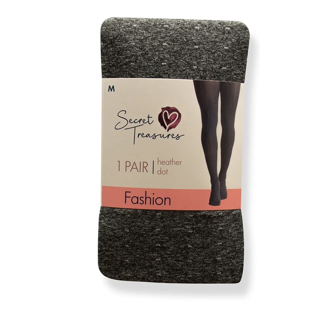 Secret Treasures Dot Tights Women XL Gray NWT Heather Fashion Hosiery 1 Pair